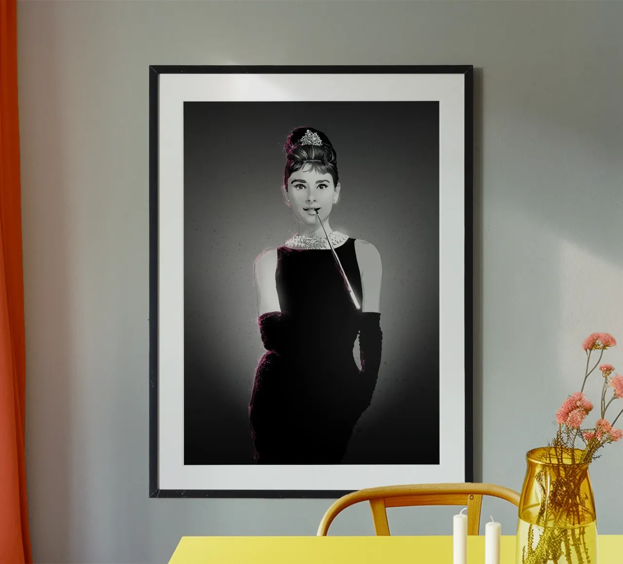 Audrey Hepburn poster con telaio in alluminio da nabakumov