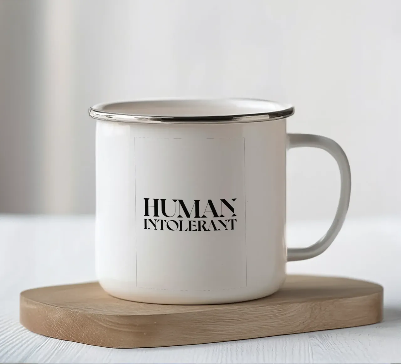 UMANO INTOLLERANTE tazza in smalto da n.4