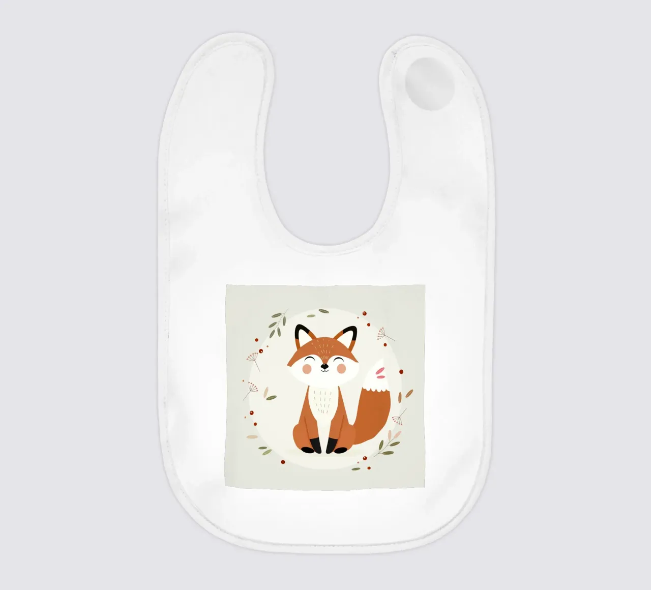 Smiling fox - Playful nature illustration baby bib by namosh