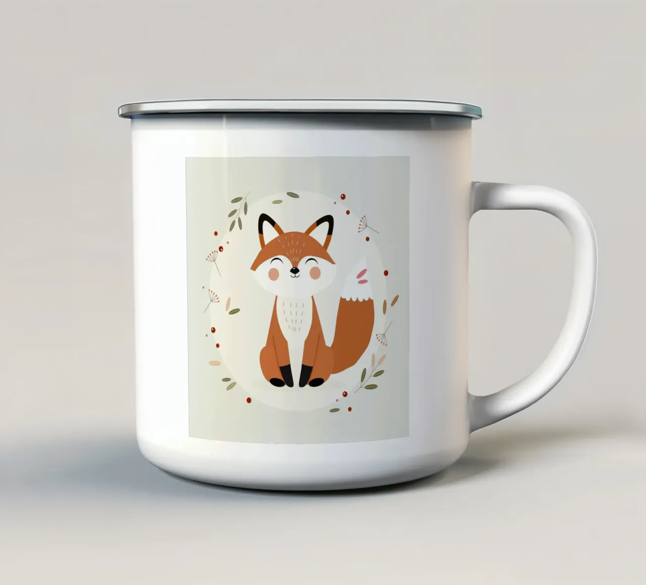 Renard souriant - Illustration ludique de la nature mug en émail de namosh