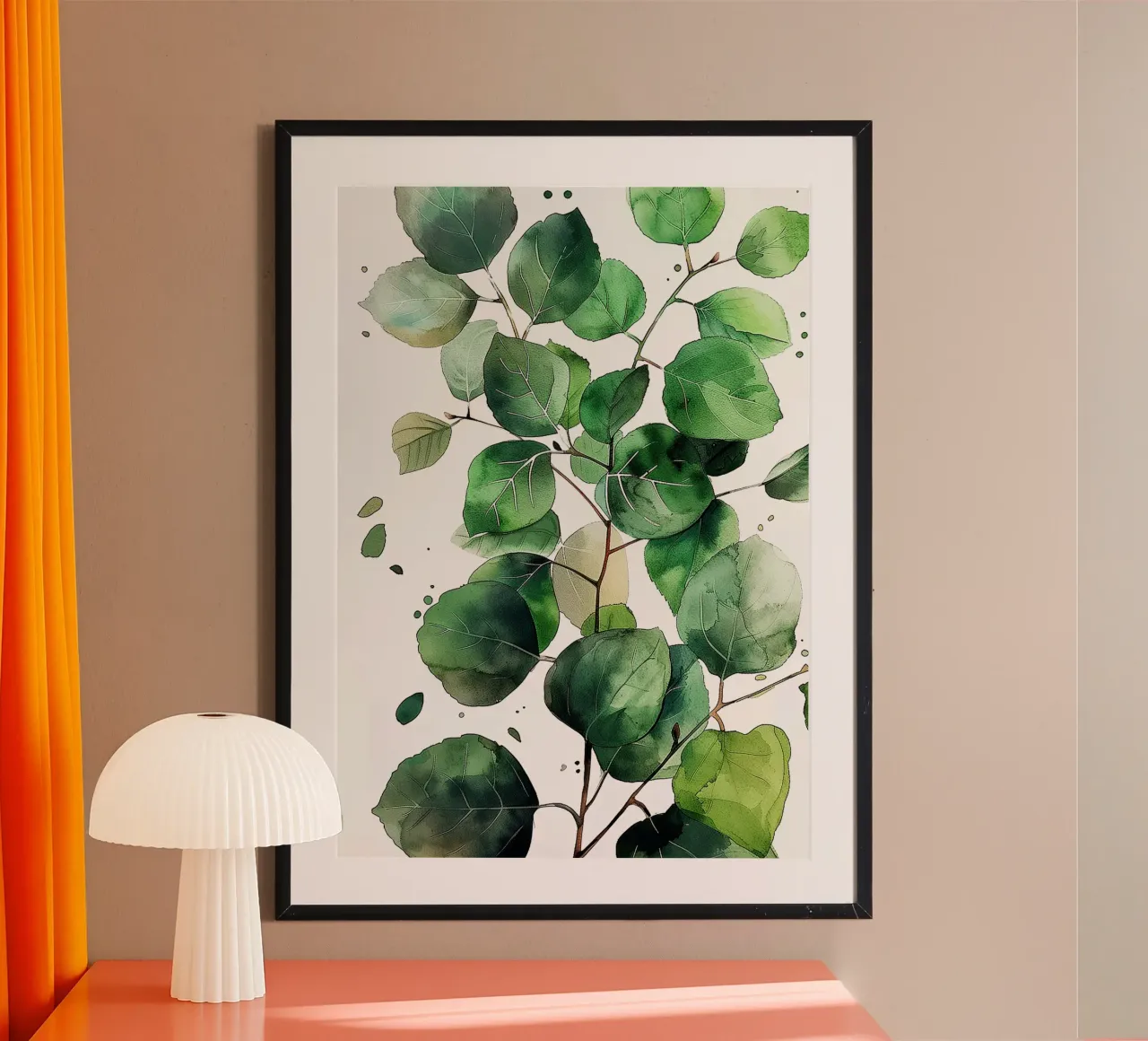Natura fiori e foglie ad acquerello poster con telaio in plastica da Justyna Jaszke JBJart