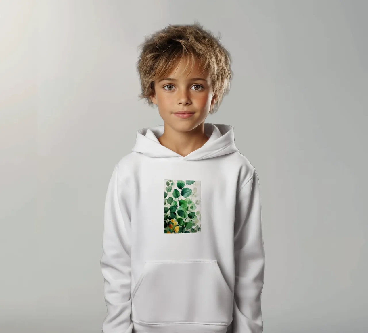 Natura fiori e foglie ad acquerello felpa bambino con cappuccio da Justyna Jaszke JBJart