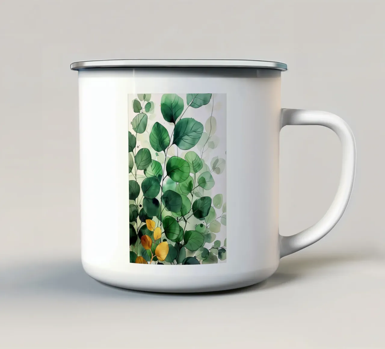 Natura fiori e foglie ad acquerello tazza in smalto da Justyna Jaszke JBJart