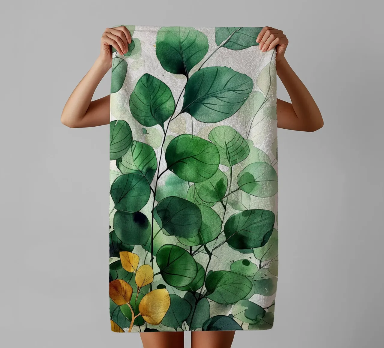Natura fiori e foglie ad acquerello asciugamano da bagno da Justyna Jaszke JBJart