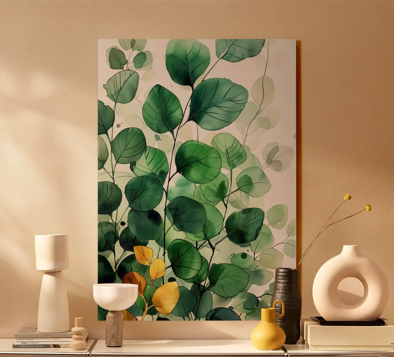 Natura fiori e foglie ad acquerello alluminio dibond da Justyna Jaszke JBJart