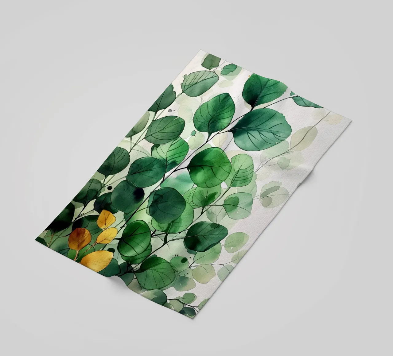 Natura fiori e foglie ad acquerello telo mare da Justyna Jaszke JBJart
