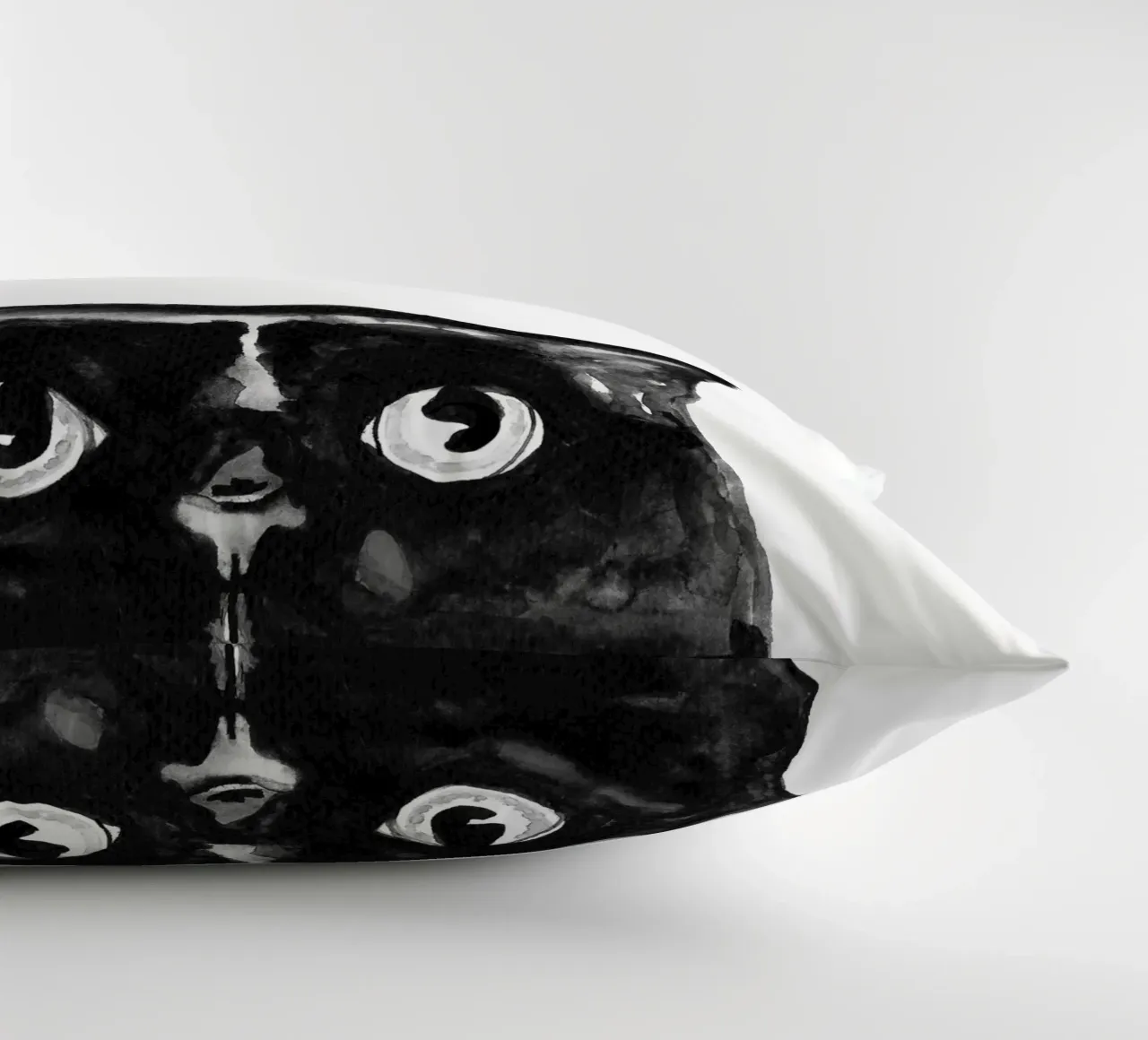 Curious black Cat decorative cushion by Illustration Raissa Oltmanns