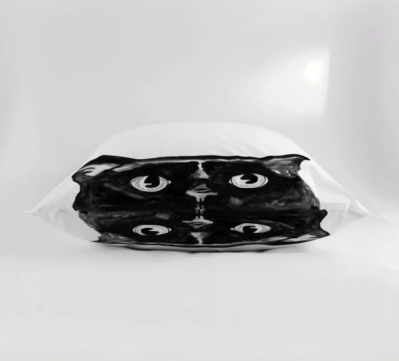 Curious black Cat decorative cushion by Illustration Raissa Oltmanns