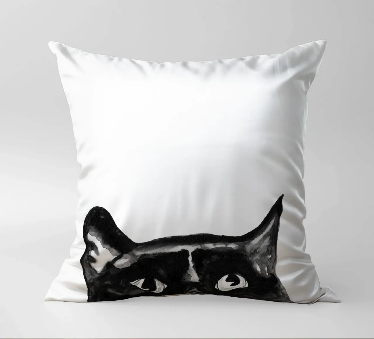 Curious black Cat decorative cushion by Illustration Raissa Oltmanns