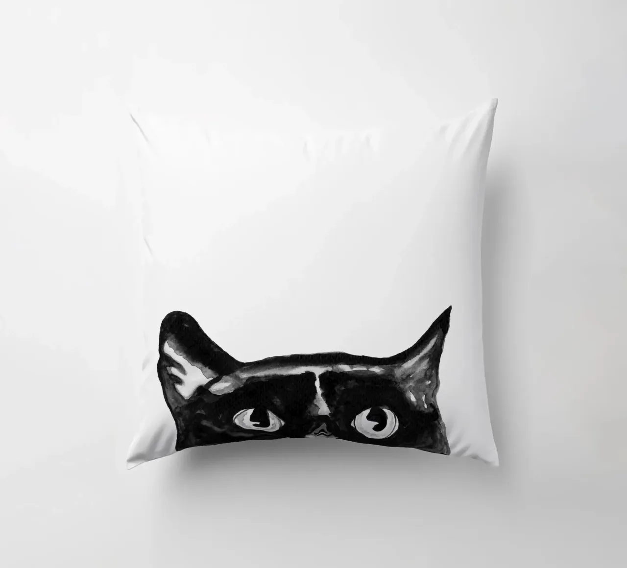 Curious black Cat decorative cushion by Illustration Raissa Oltmanns