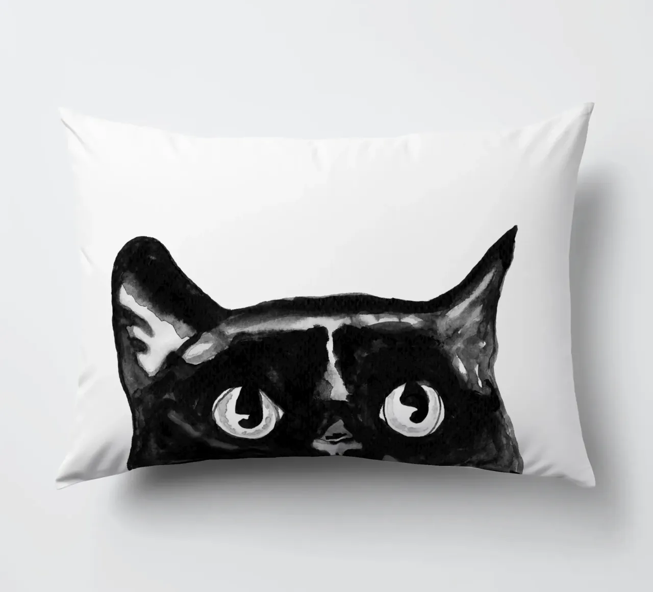 Curious black Cat decorative cushion by Illustration Raissa Oltmanns