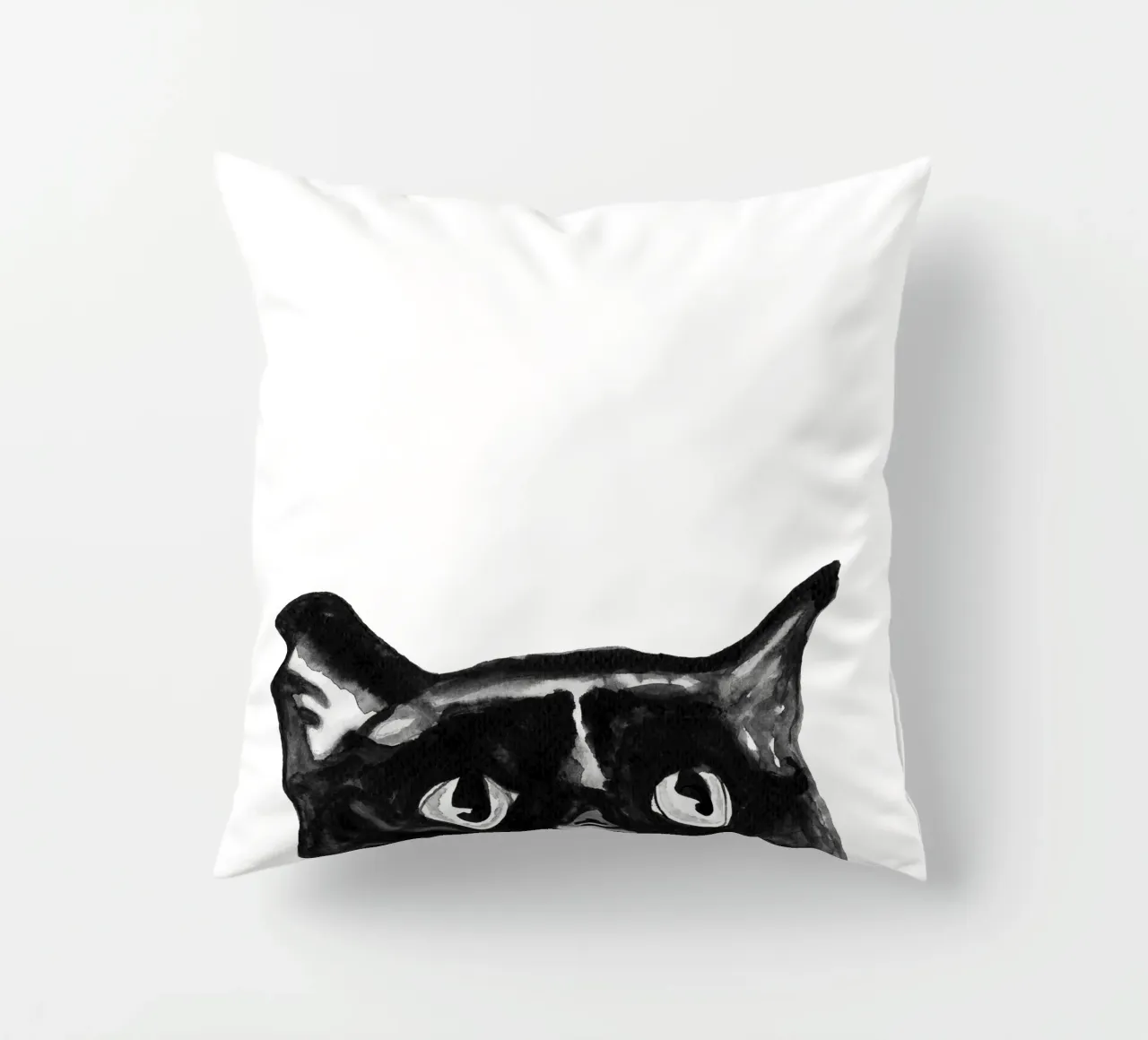 Curious black Cat decorative cushion by Illustration Raissa Oltmanns