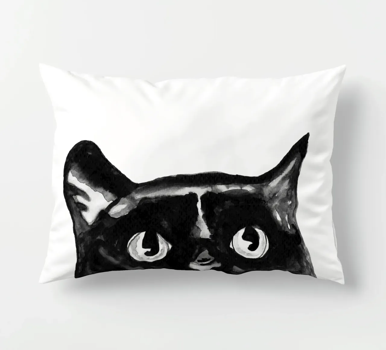 Curious black Cat decorative cushion by Illustration Raissa Oltmanns
