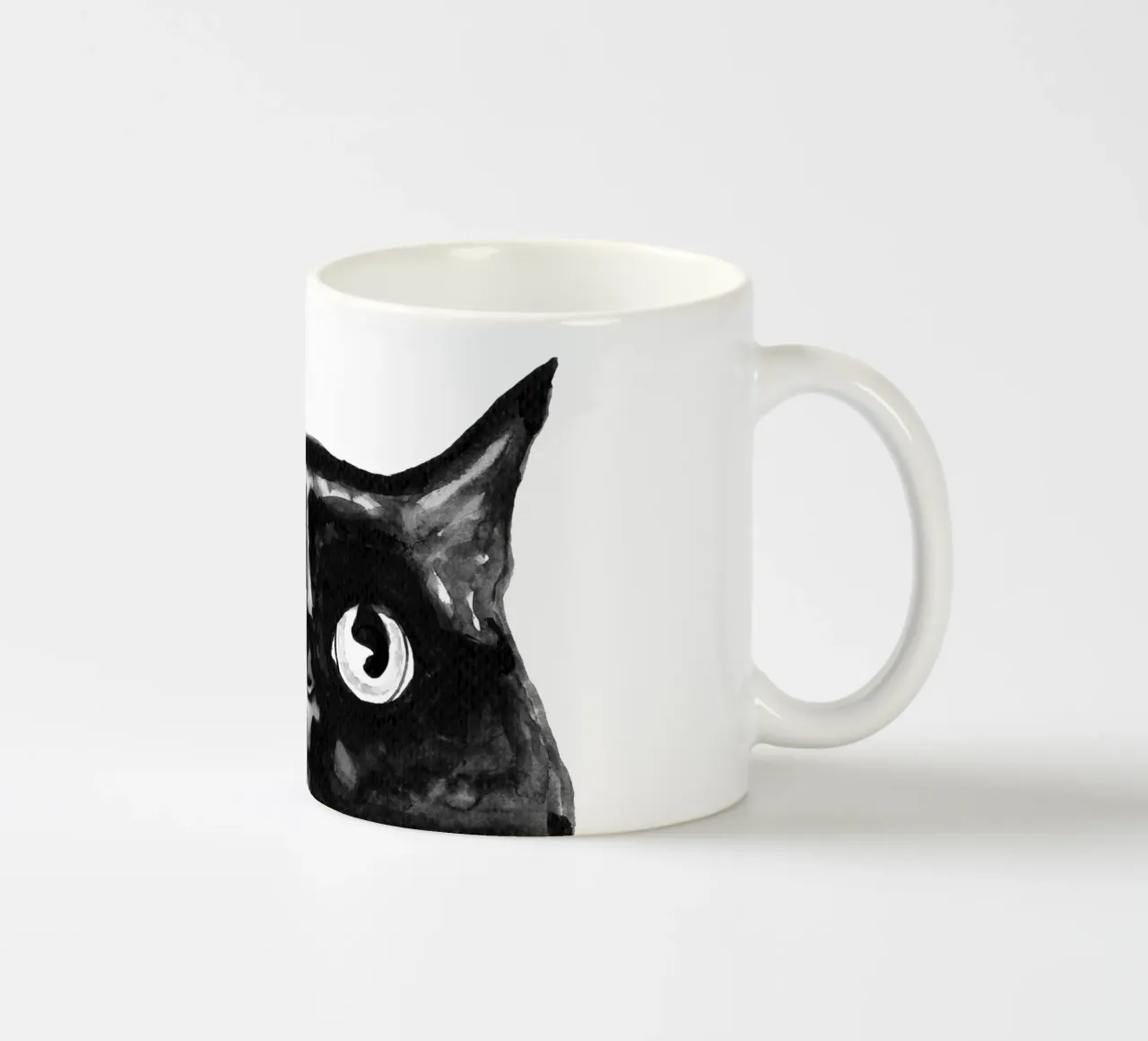 Gatto nero curioso tazza in ceramica da Illustration Raissa Oltmanns