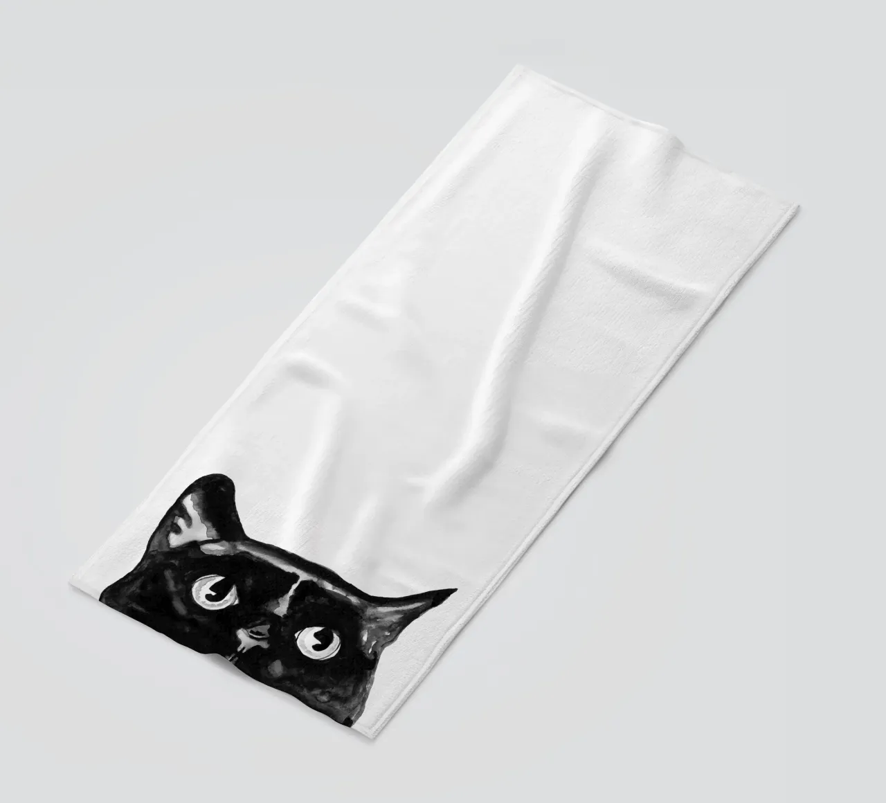 Gatto nero curioso telo mare da Illustration Raissa Oltmanns