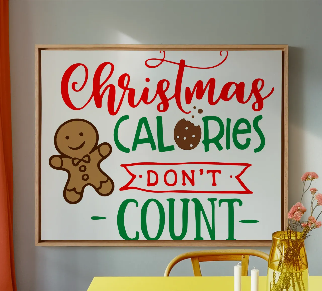 christmas calories don't count canvas with Floater frame by onefeelshop