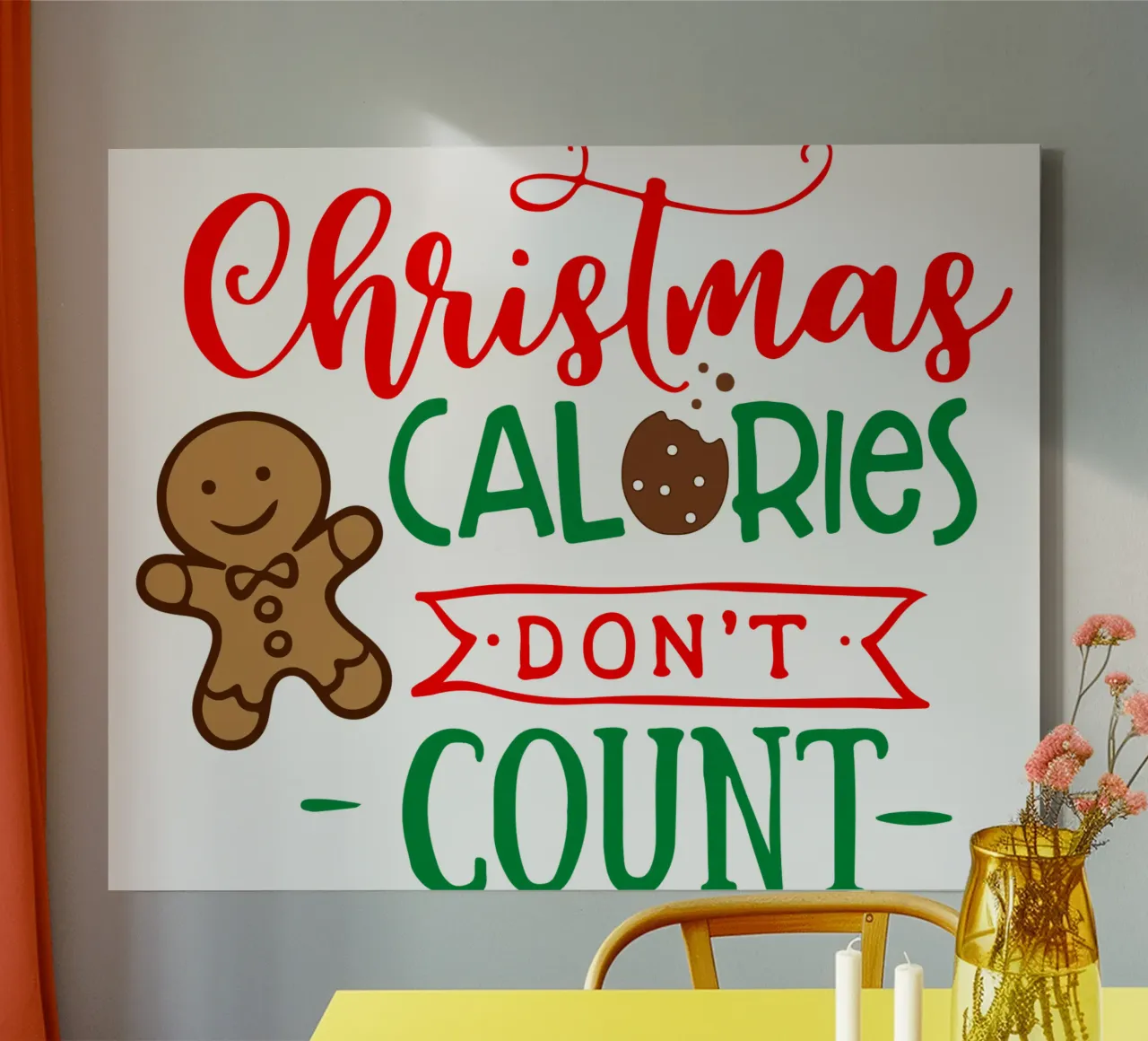 christmas calories don't count canvas with Floater frame by onefeelshop