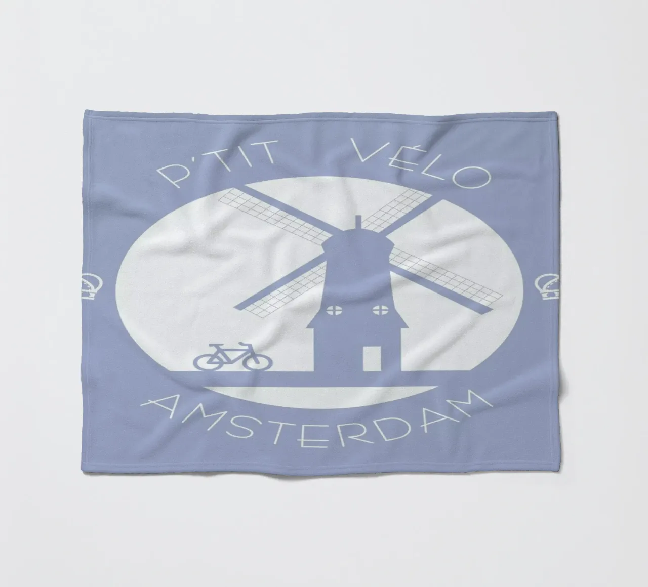 Amsterdam bleu fleece blanket by P'tit Vélo