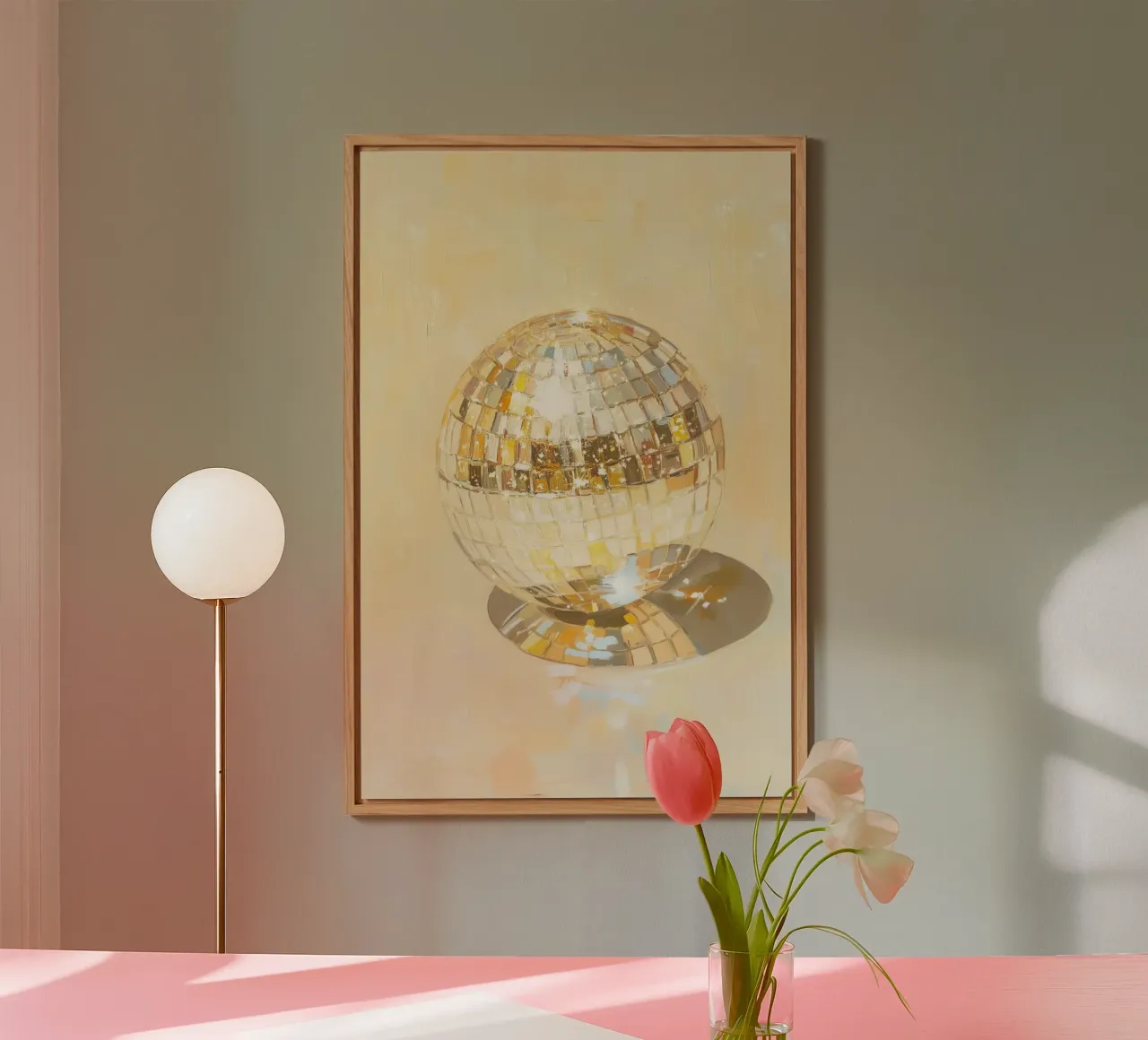 Arte della palla da discoteca scintillante pannello forex da Melloi Art Print