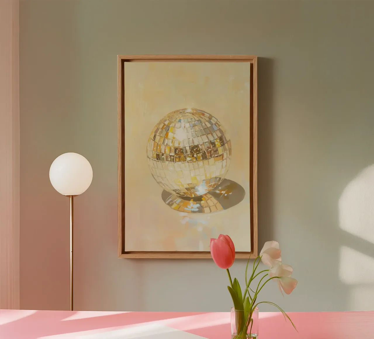 Glinsterende Disco Bal Kunst canvas met Baklijst van Melloi Art Print