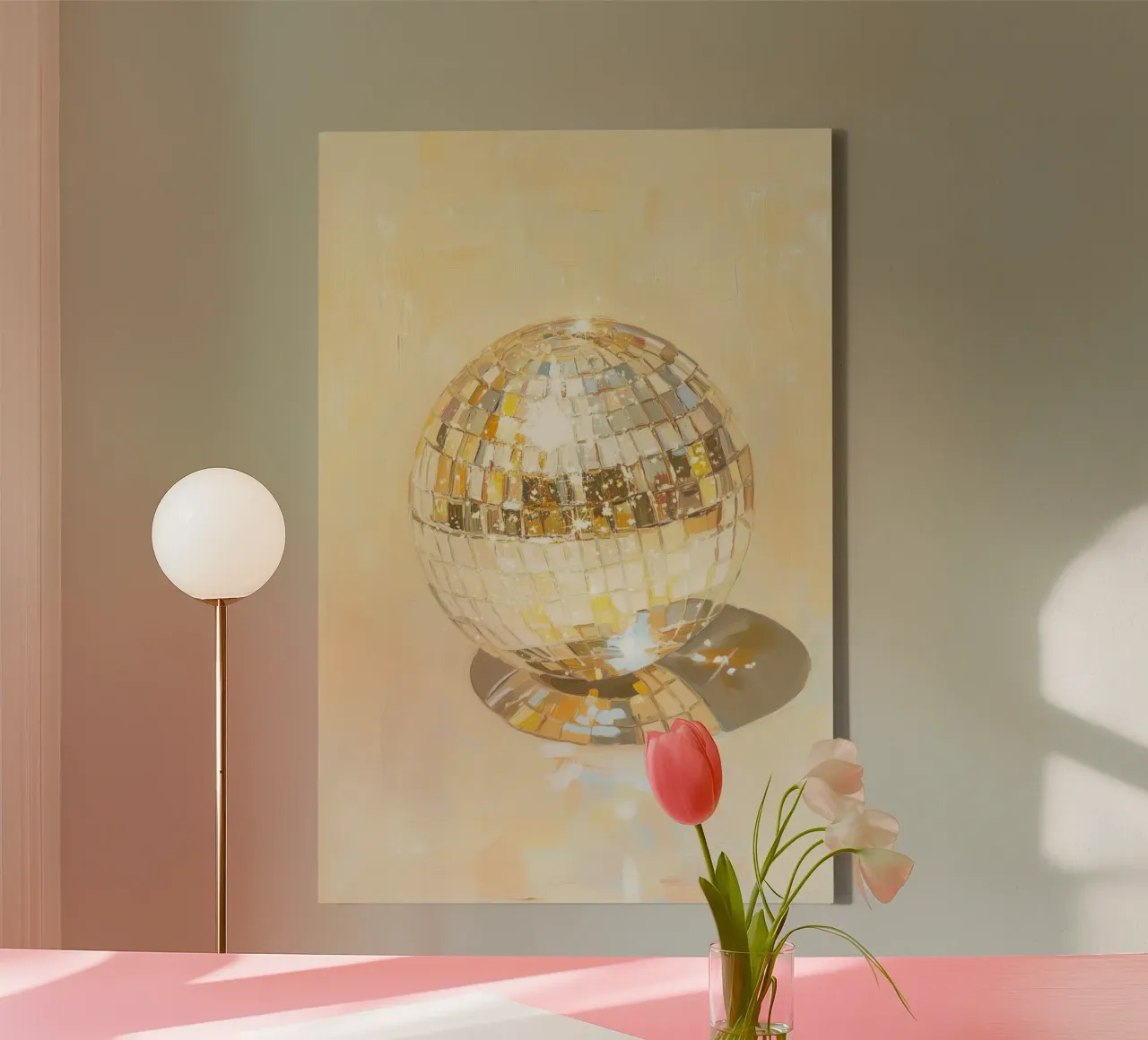 Glinsterende Disco Bal Kunst canvas met Baklijst van Melloi Art Print