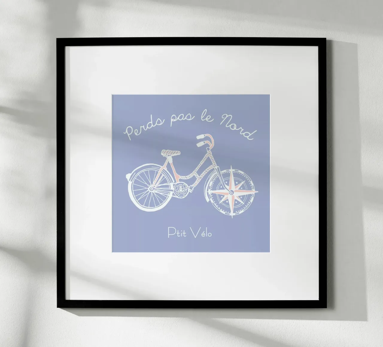 Perds pas le Nord poster con telaio in legno da P'tit Vélo
