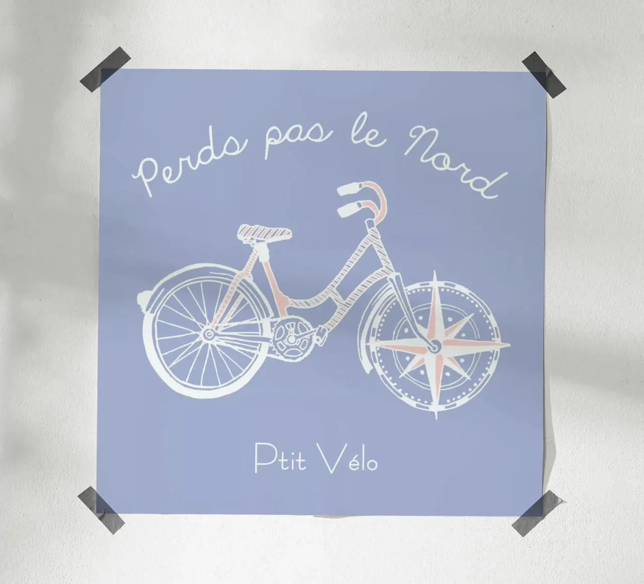 Perds pas le Nord poster con telaio in legno da P'tit Vélo