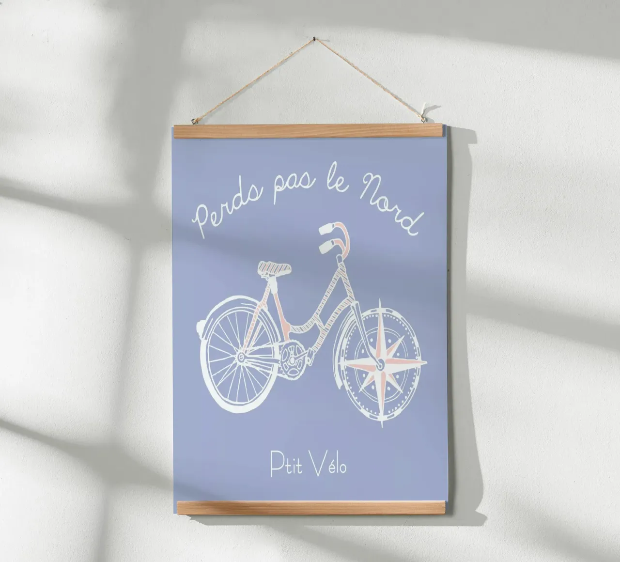 Perds pas le Nord poster con telaio in legno da P'tit Vélo
