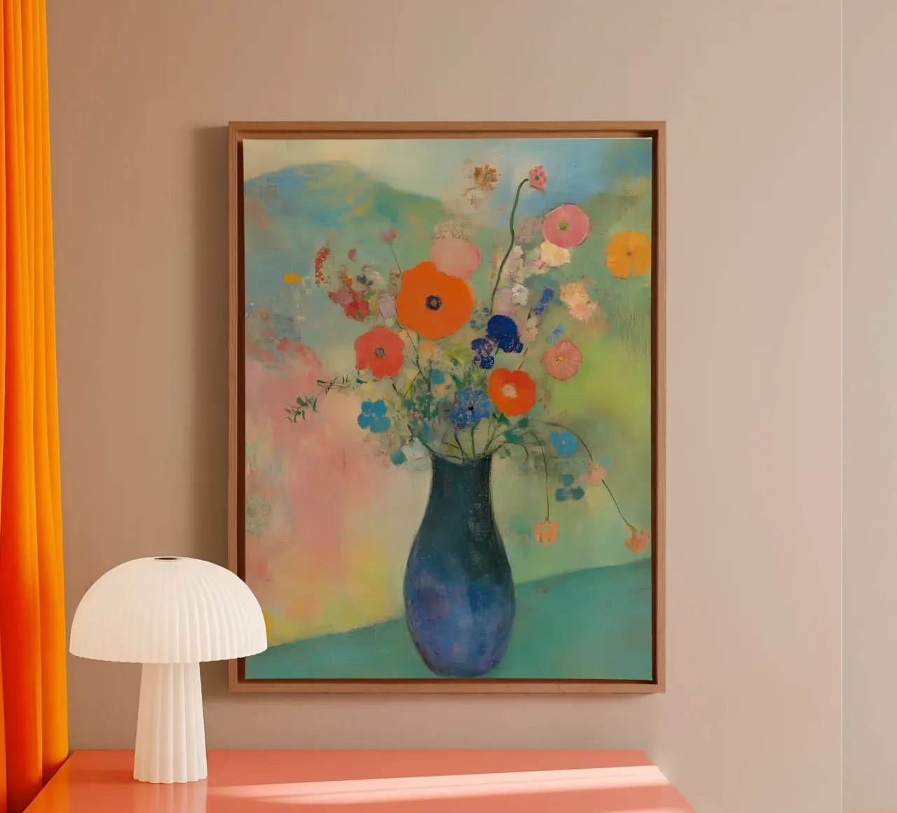 Bloemen in vaas canvas met Baklijst van IamHomeStudio