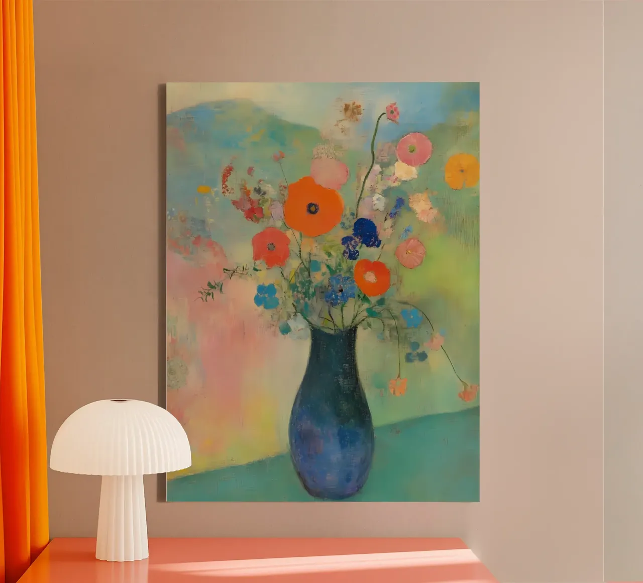 Bloemen in vaas canvas met Baklijst van IamHomeStudio
