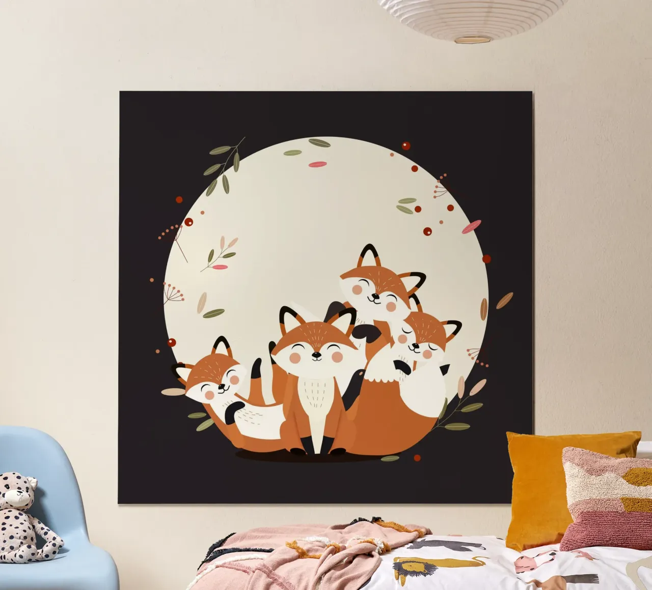 Fröhliche Fuchsfamilie – Harmonisches Waldtierdesign Hahnemühle von namosh