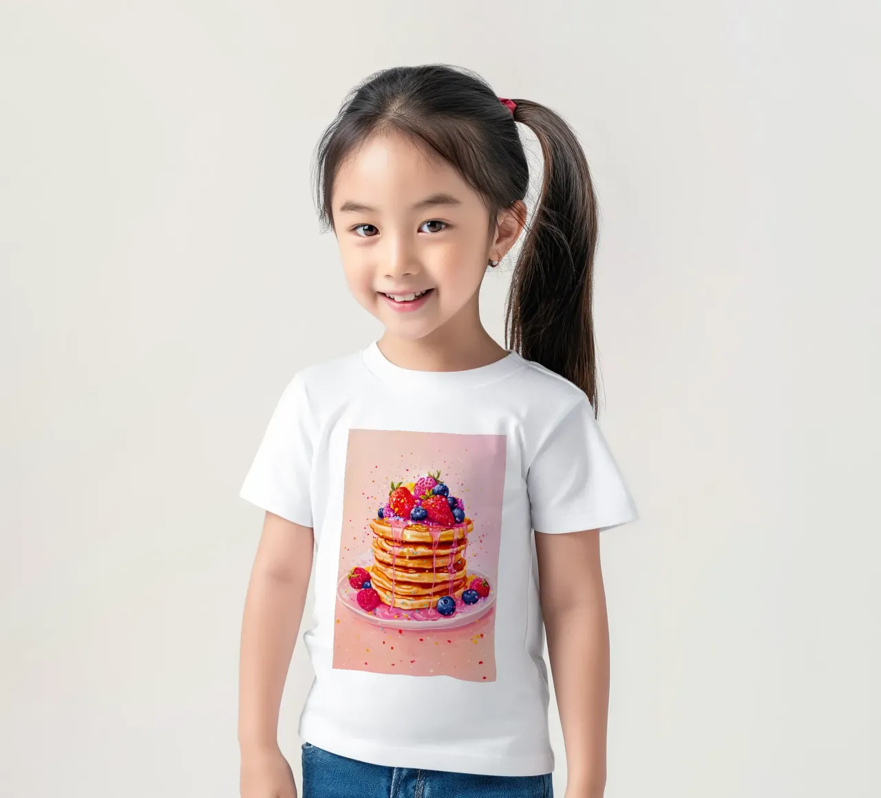 Glitzernde Erdbeerpfannkuchen Kinder T-Shirt von Melloi Art Print