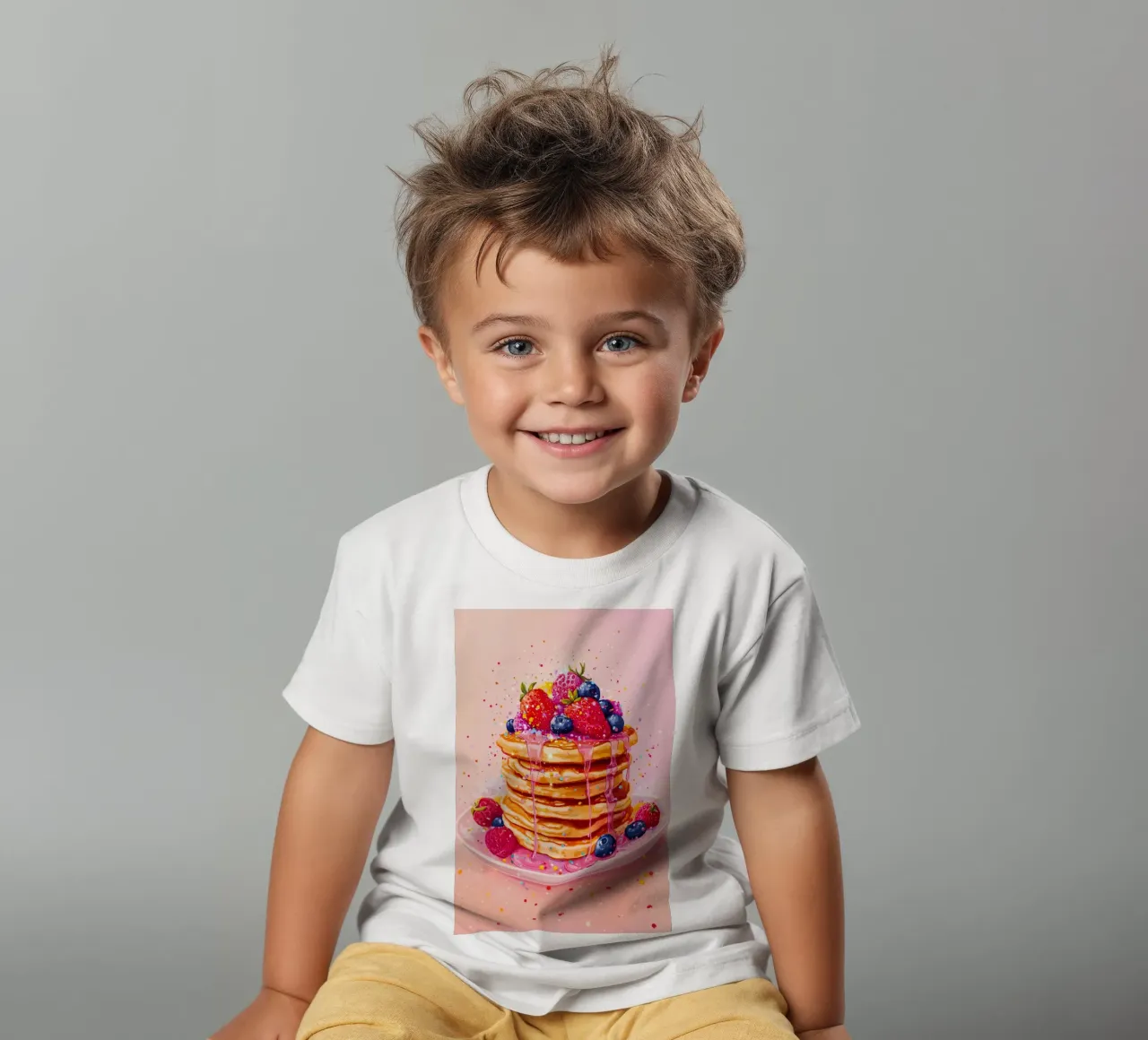 Glitzernde Erdbeerpfannkuchen Kinder T-Shirt von Melloi Art Print