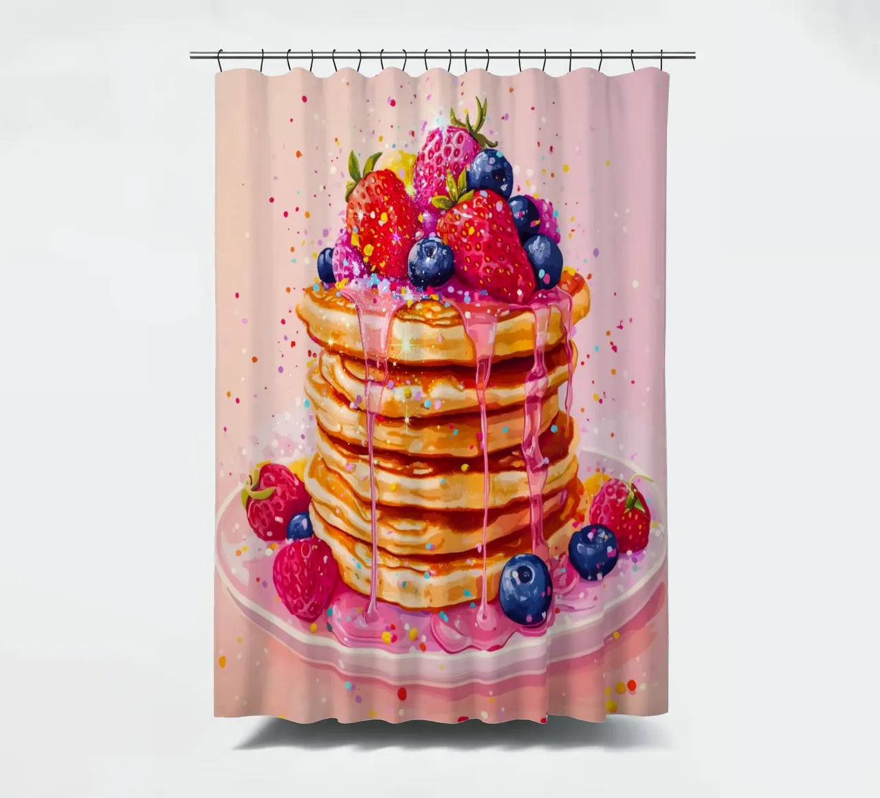 Crêpe aux fraises scintillante rideau de douche de Melloi Art Print