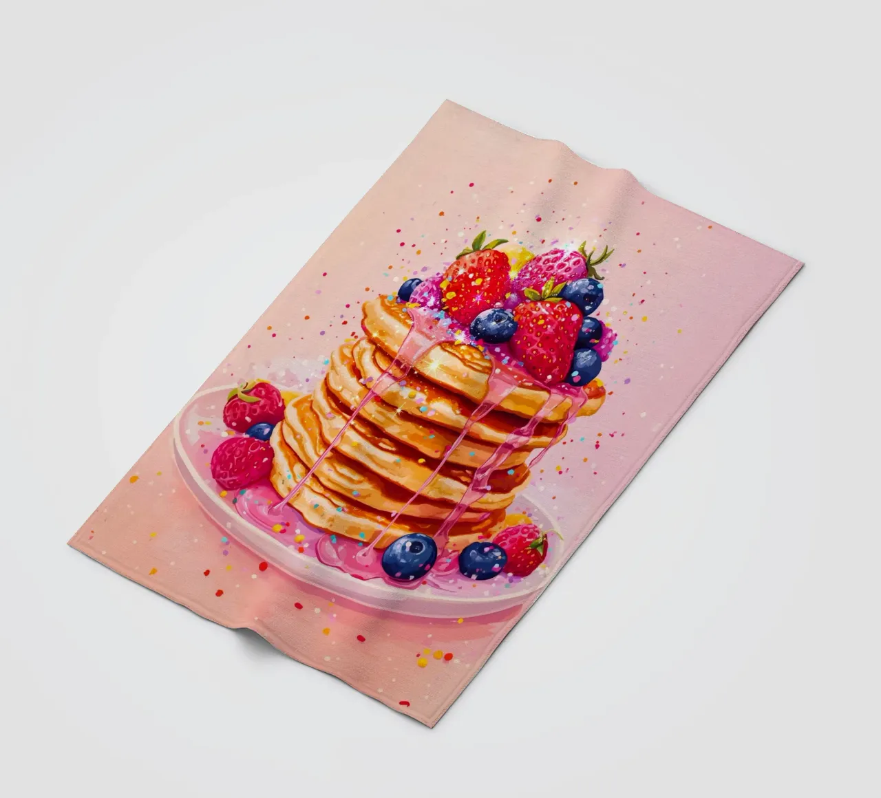 Glittering Strawberry Pancake fleece blanket by Melloi Art Print