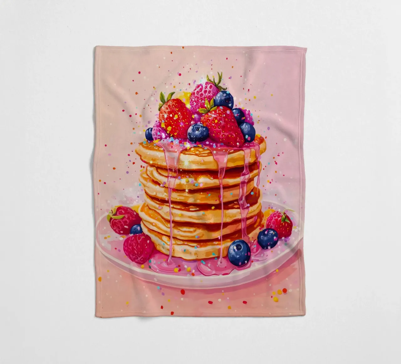 Glittering Strawberry Pancake fleece blanket by Melloi Art Print