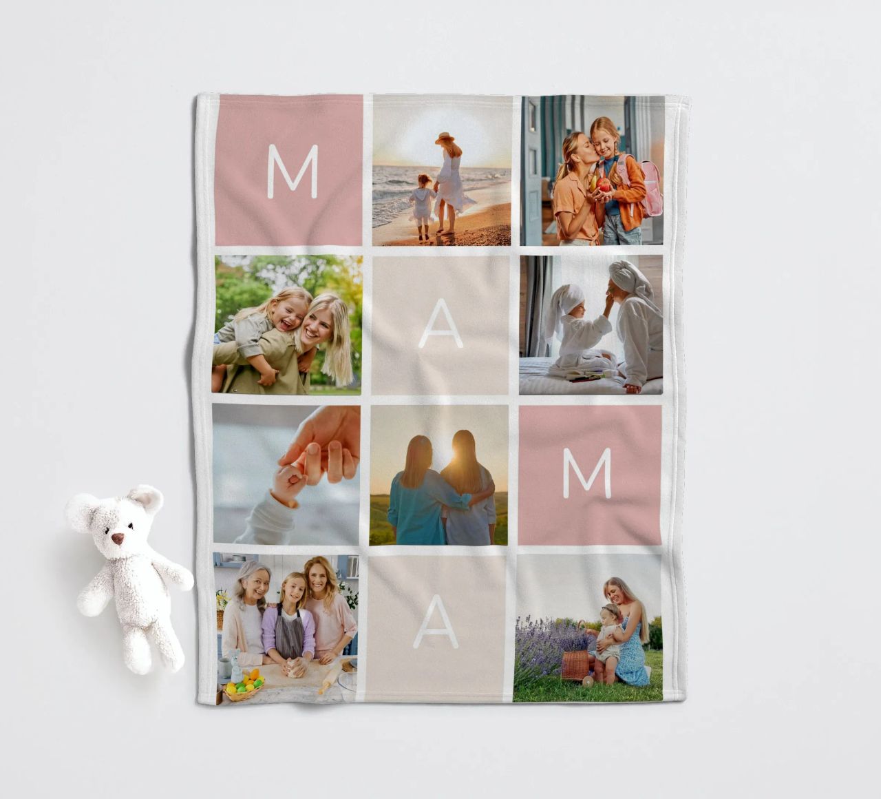 Fotocollage für Mama fleecedeken van WORTSPIEL