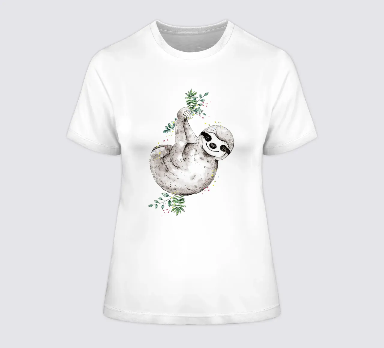 sloth just hanging around women's fitted t-shirt by Illustration Raissa Oltmanns