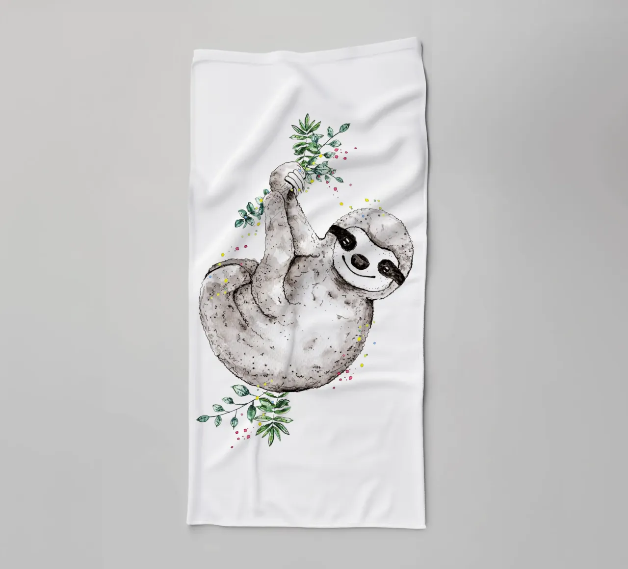 sloth just hanging around towel by Illustration Raissa Oltmanns