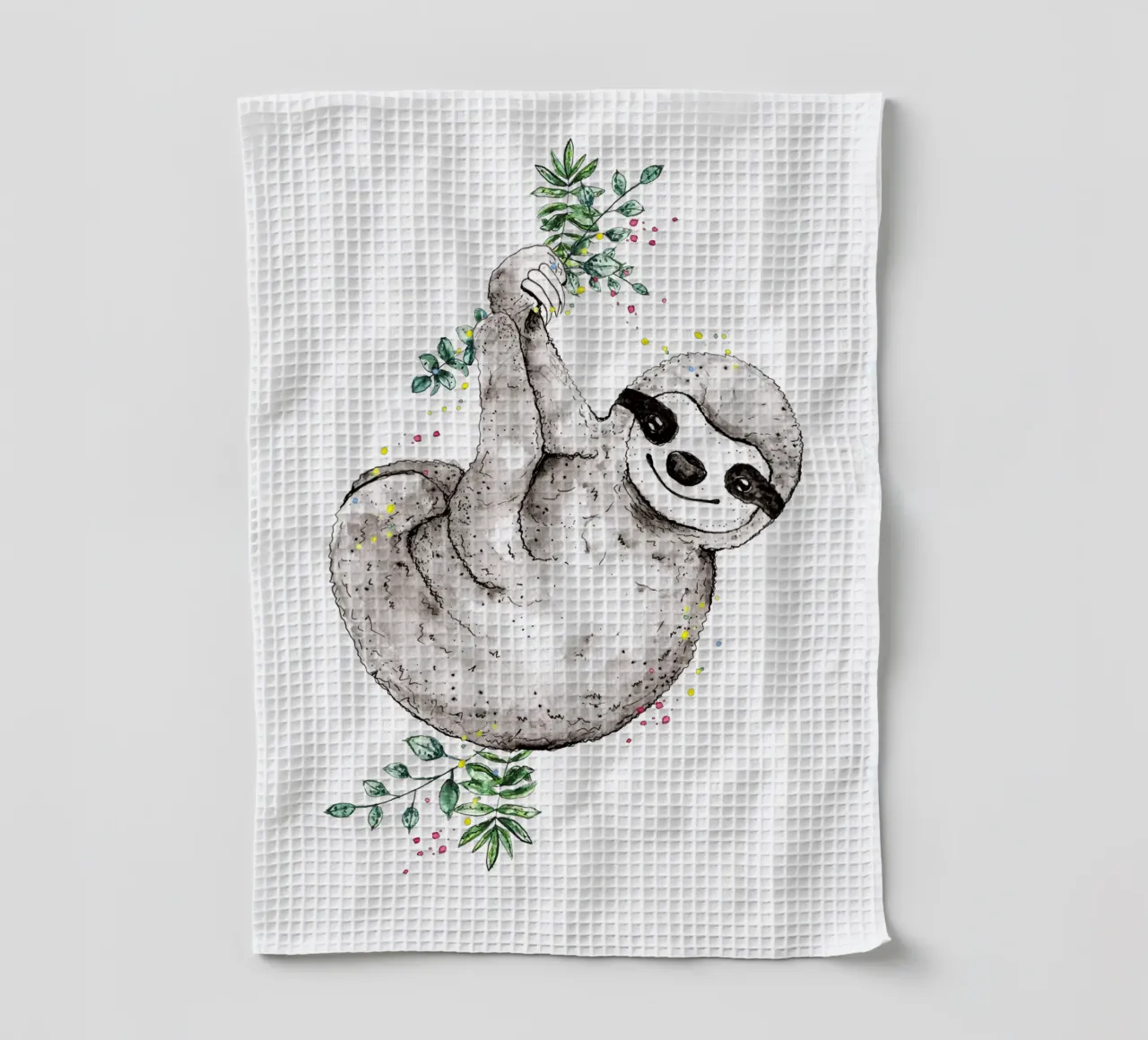 Faultier, das nur herumhängt Geschirrtuch von Illustration Raissa Oltmanns