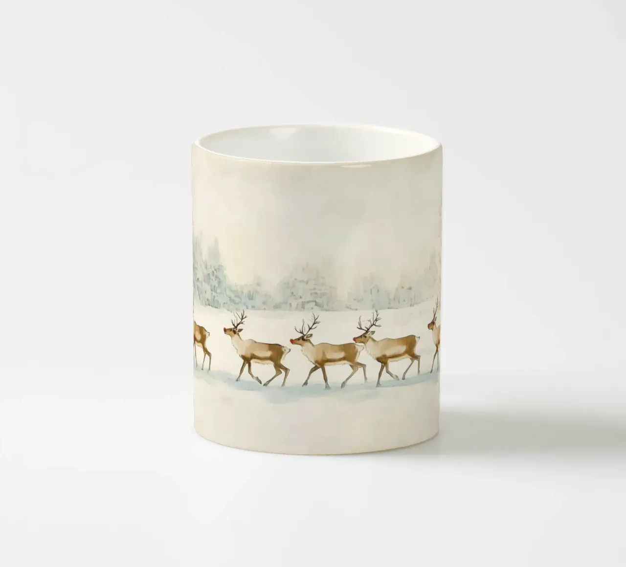 Renne in un paesaggio invernale tazza in ceramica da Melloi Art Print