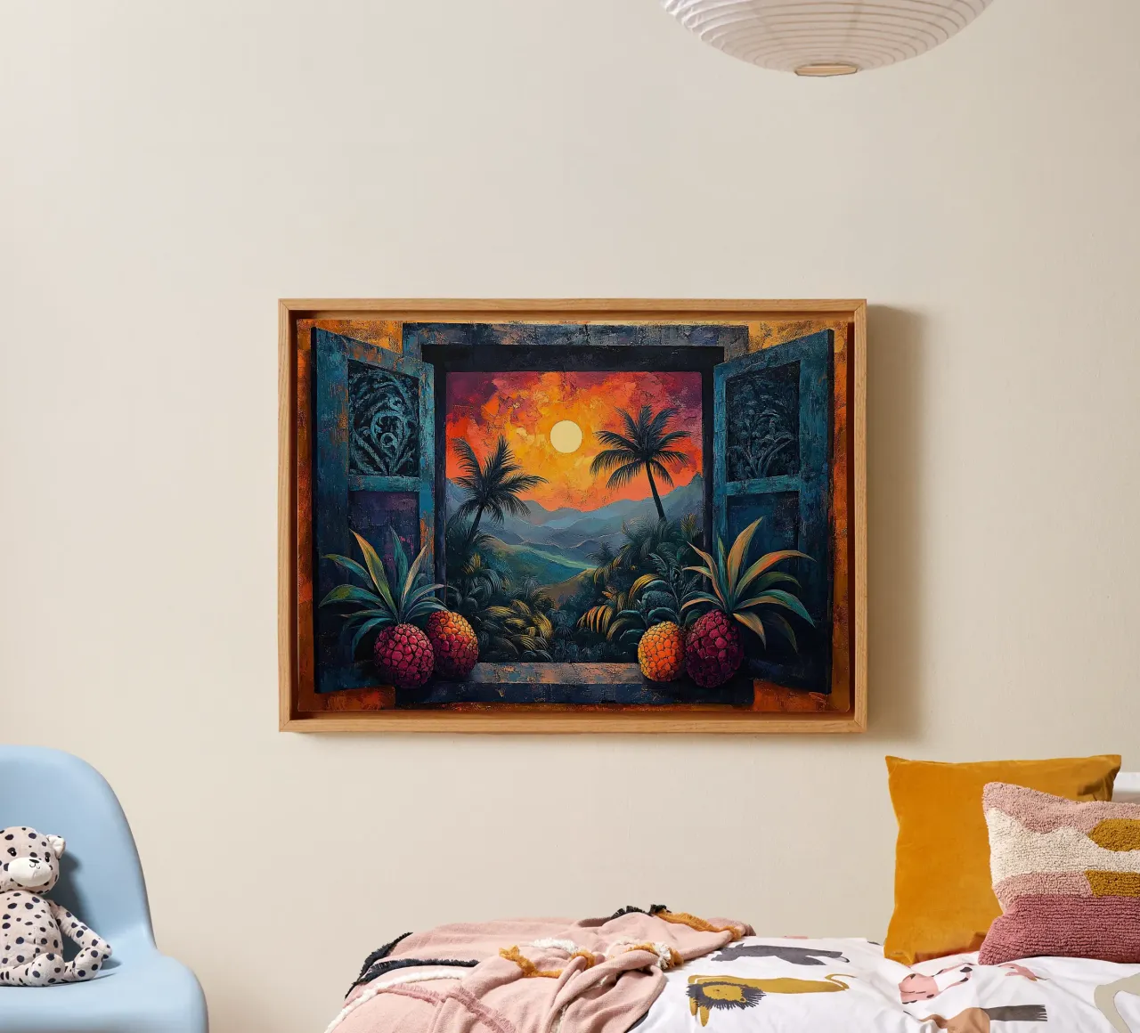 Matisse inspires Fauvism Mediterranean canvas with Floater frame by Nikis Art Studio