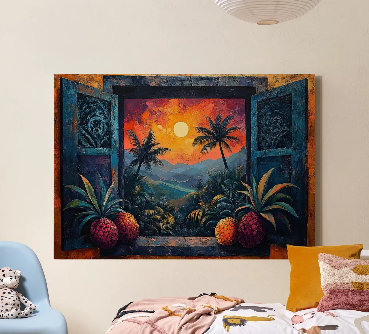 Matisse inspires Fauvism Mediterranean canvas with Floater frame by Nikis Art Studio