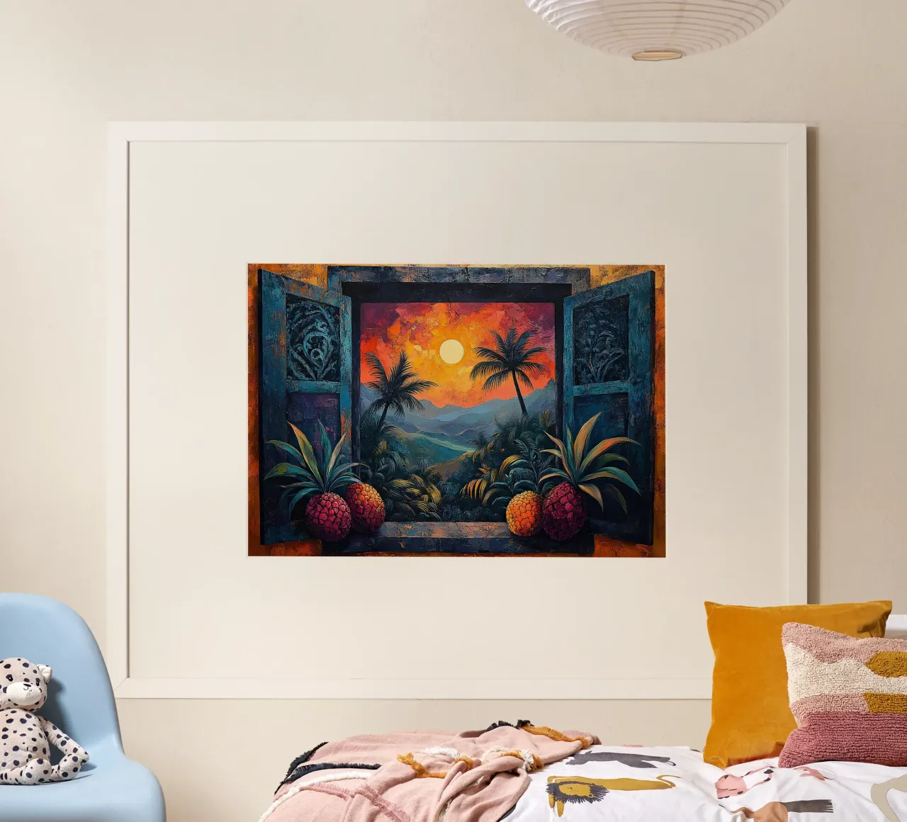 Matisse inspires Fauvism Mediterranean poster with wooden frame by Nikis Art Studio