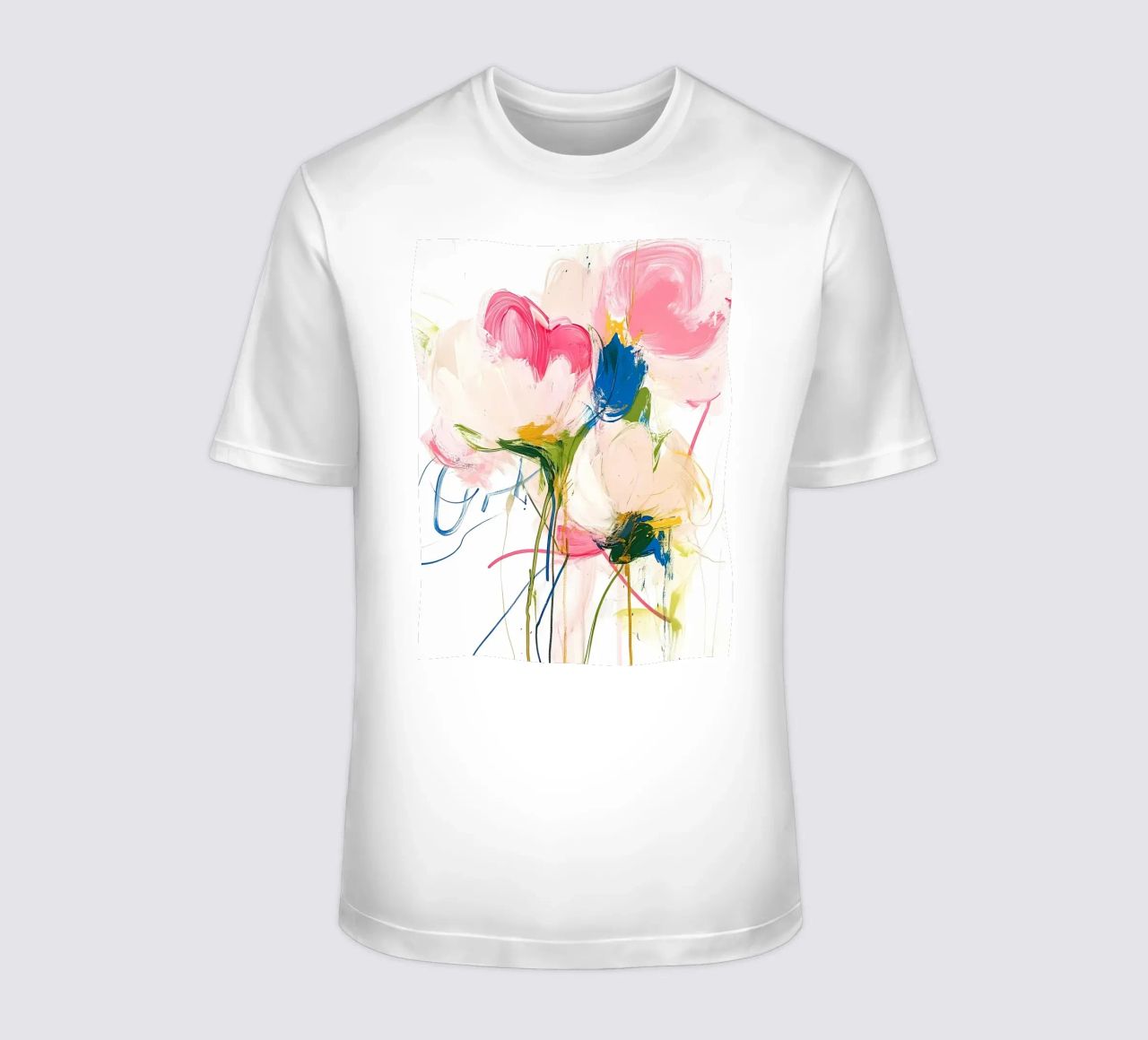 Abstrakte rosa Blumen T-Shirt von Olga Wildrose