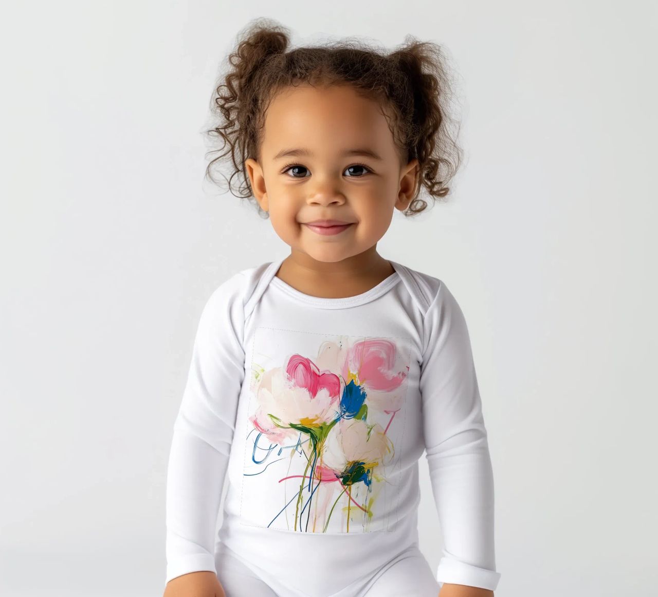 Abstrakte rosa Blumen Langarm Babybody von Olga Wildrose