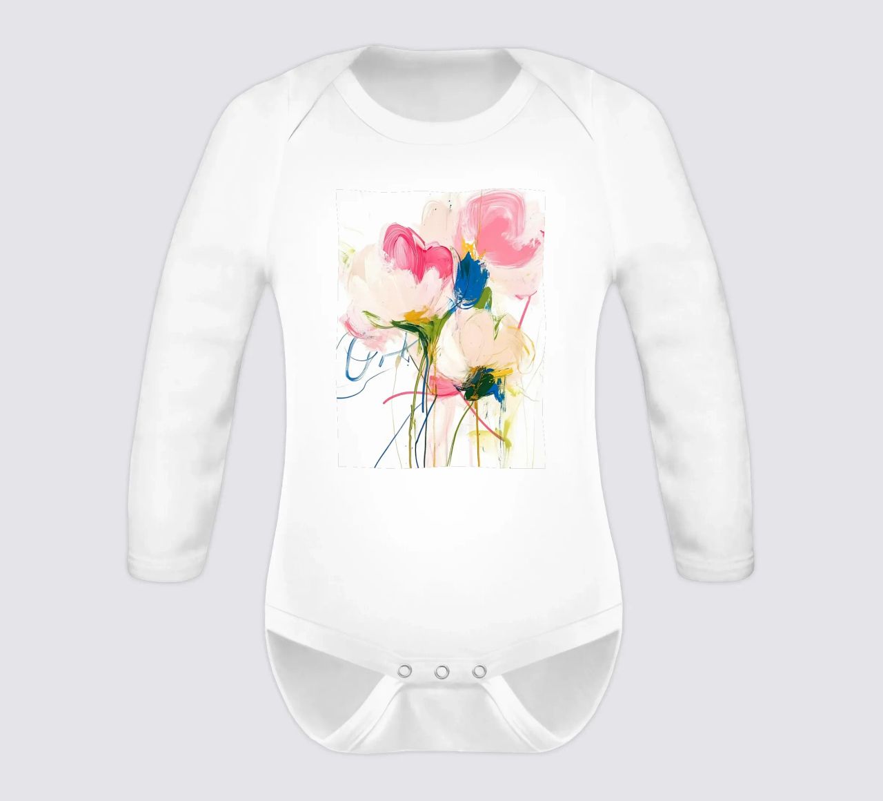 Abstrakte rosa Blumen Langarm Babybody von Olga Wildrose