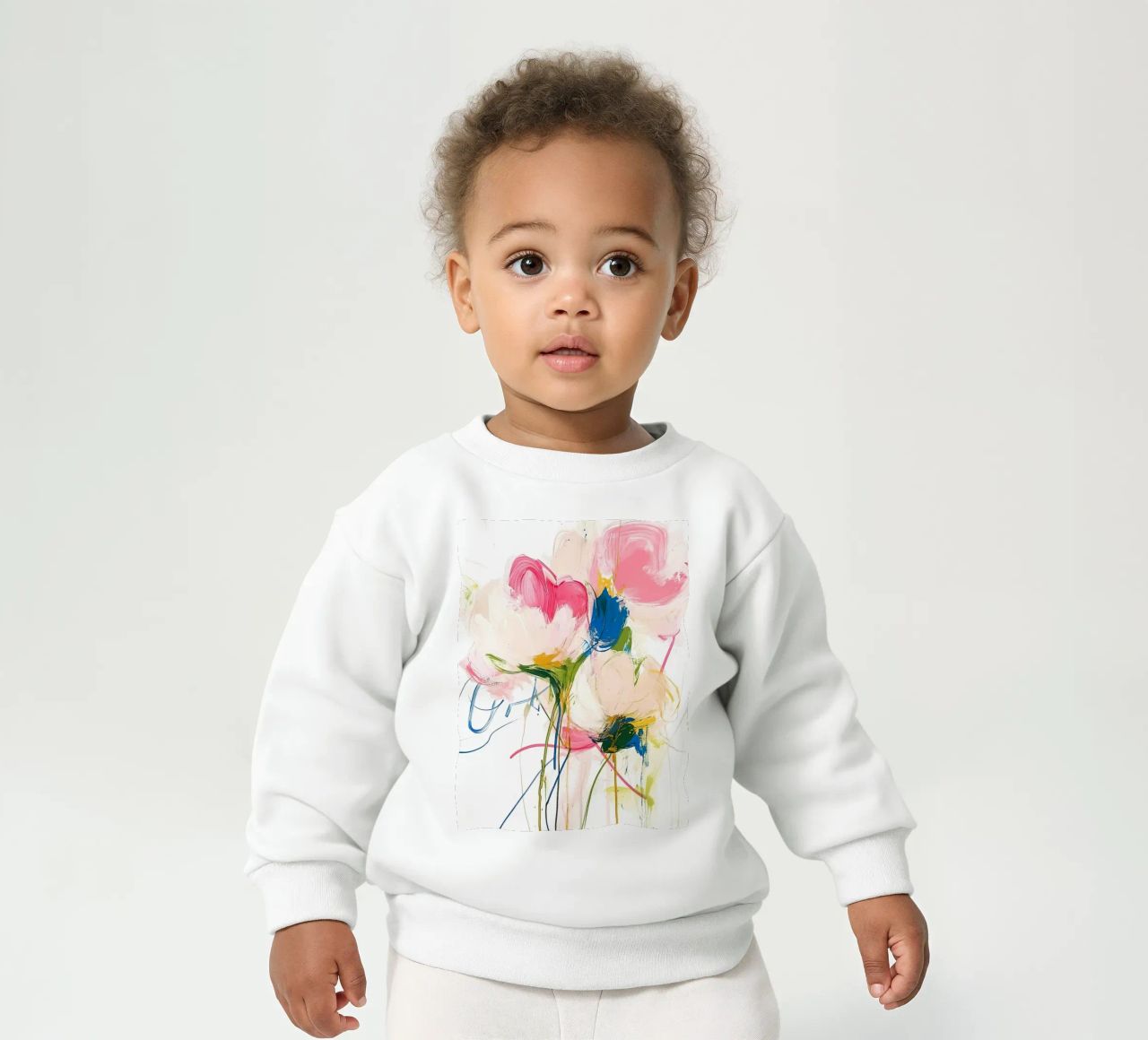 Abstrakte rosa Blumen Baby Sweatshirt von Olga Wildrose