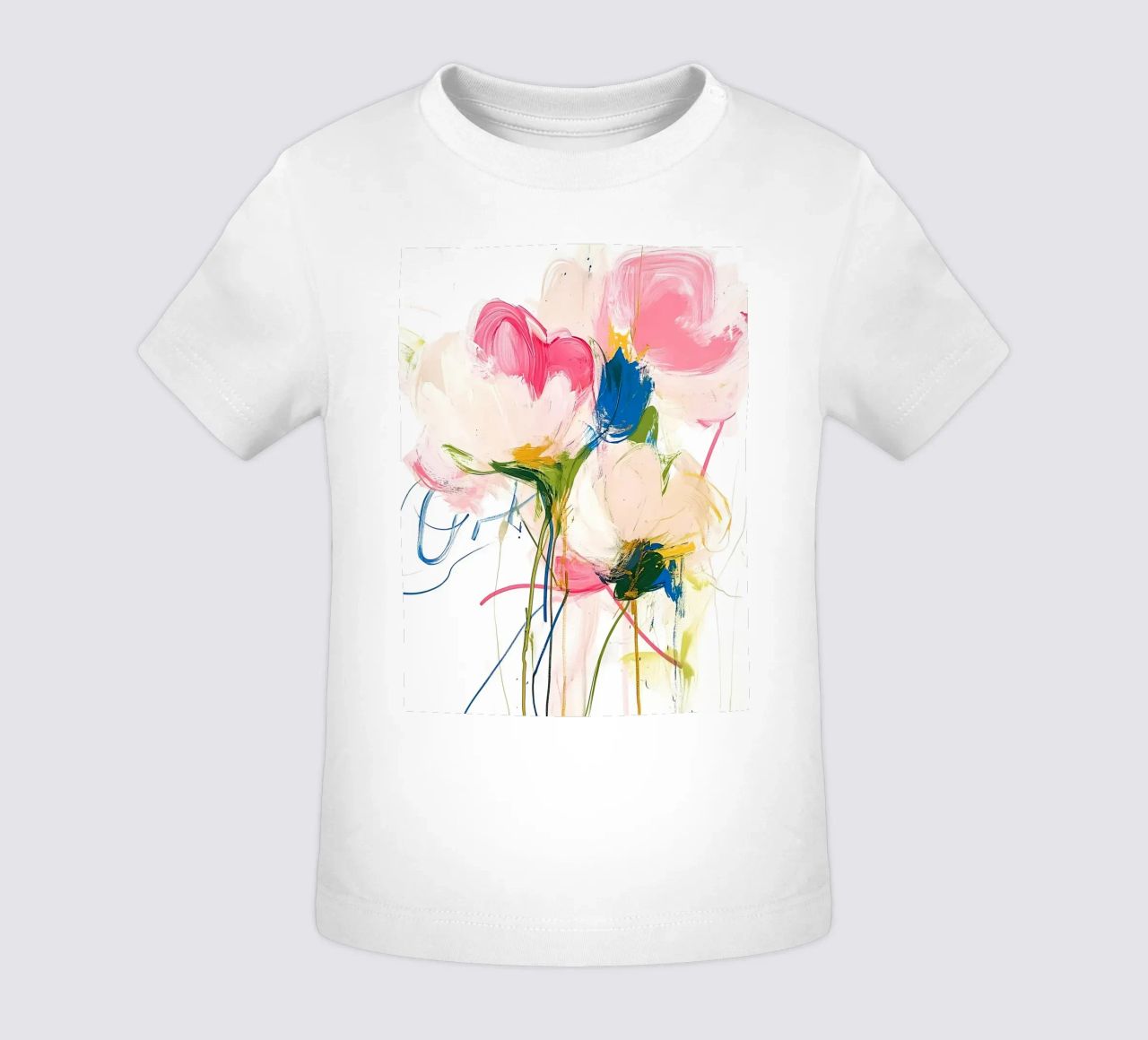 Abstrakte rosa Blumen Baby T-Shirt von Olga Wildrose