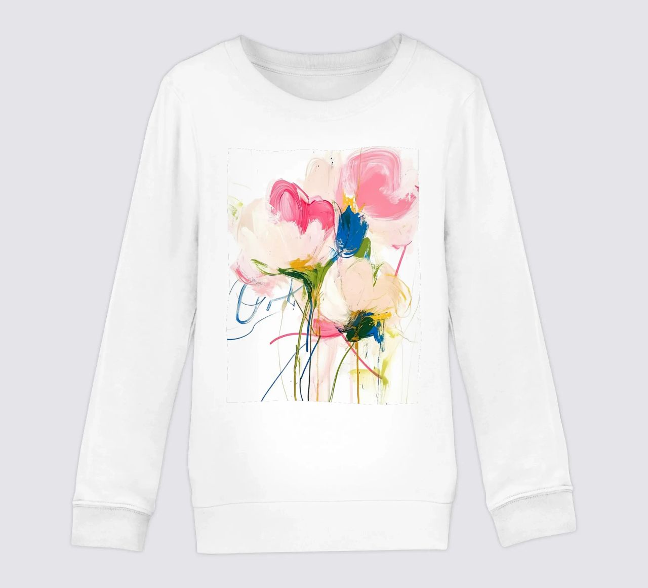 Abstrakte rosa Blumen Kinder Sweatshirt von Olga Wildrose